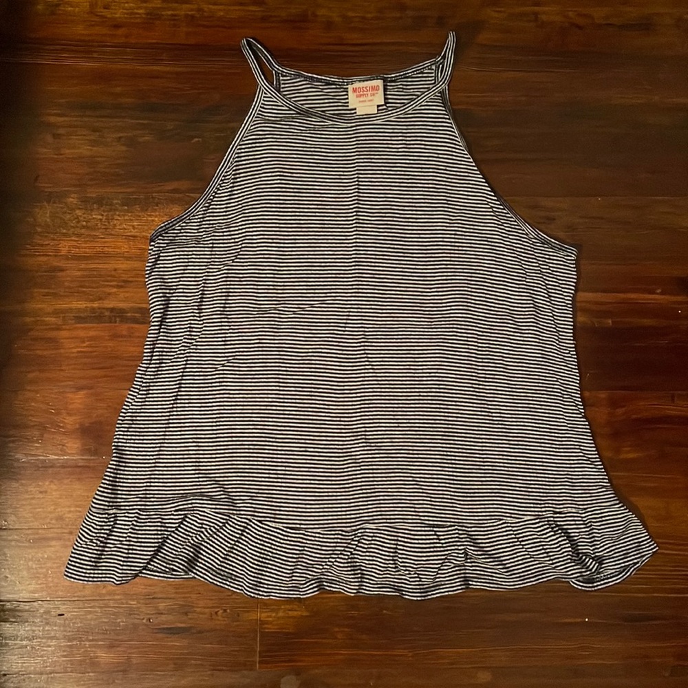 Navy and White Strip Tank